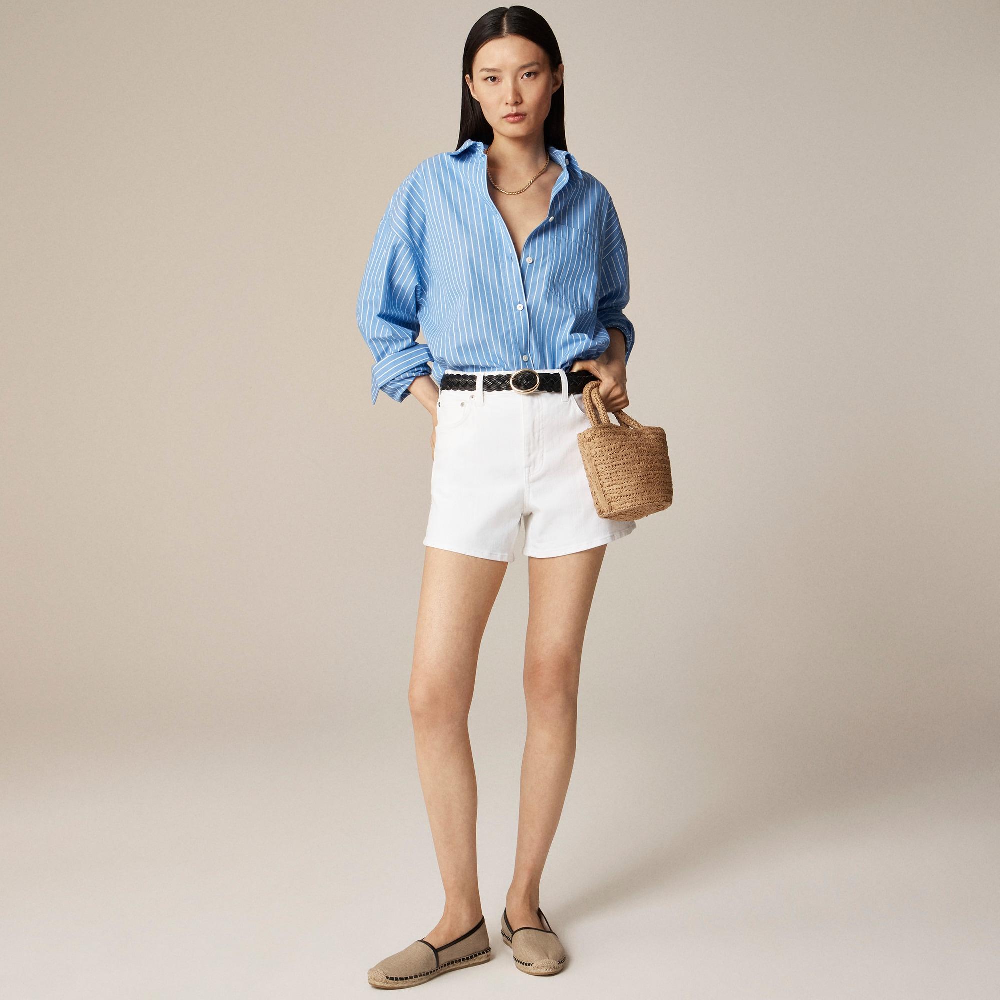 High-rise white denim short Product Image