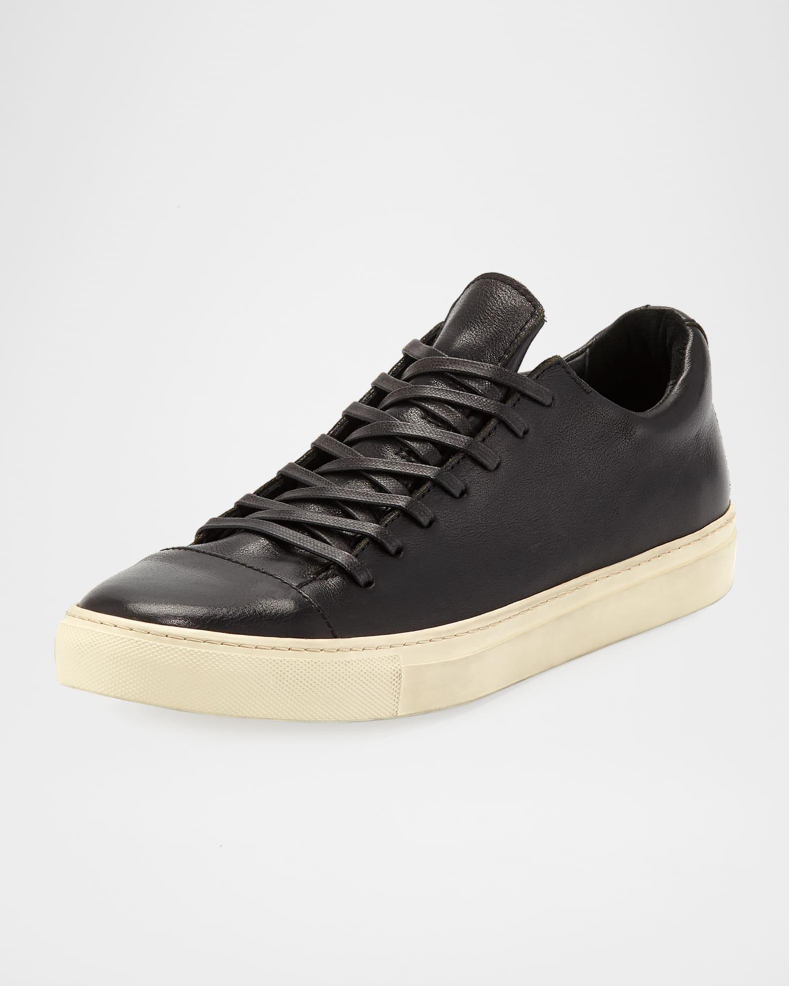 Men's Reed Leather Low-Top Sneakers, Black Product Image