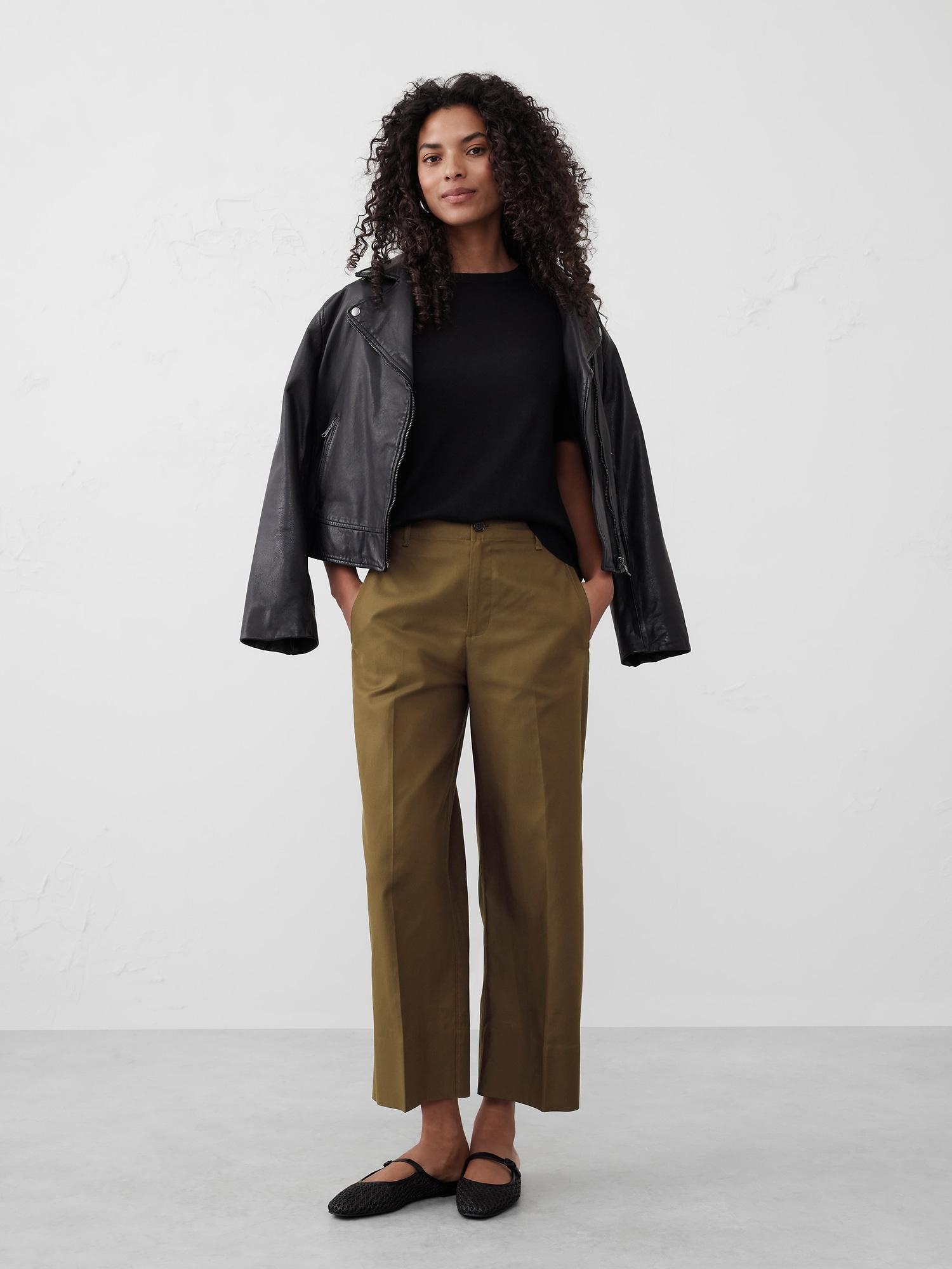 Twill Wide-Leg Crop Pant Product Image