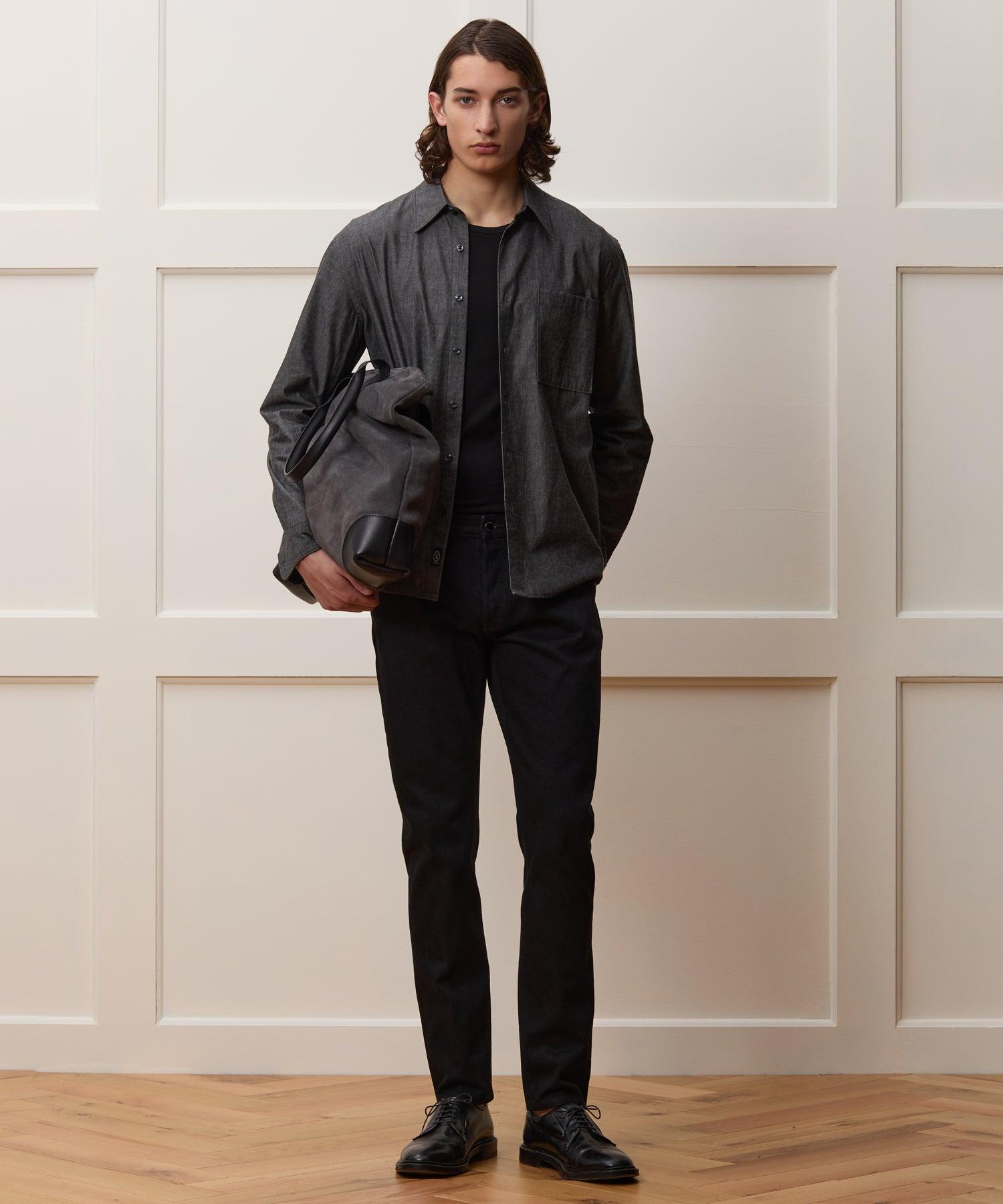 Slim Japanese Selvedge Stretch Jean in Black Product Image