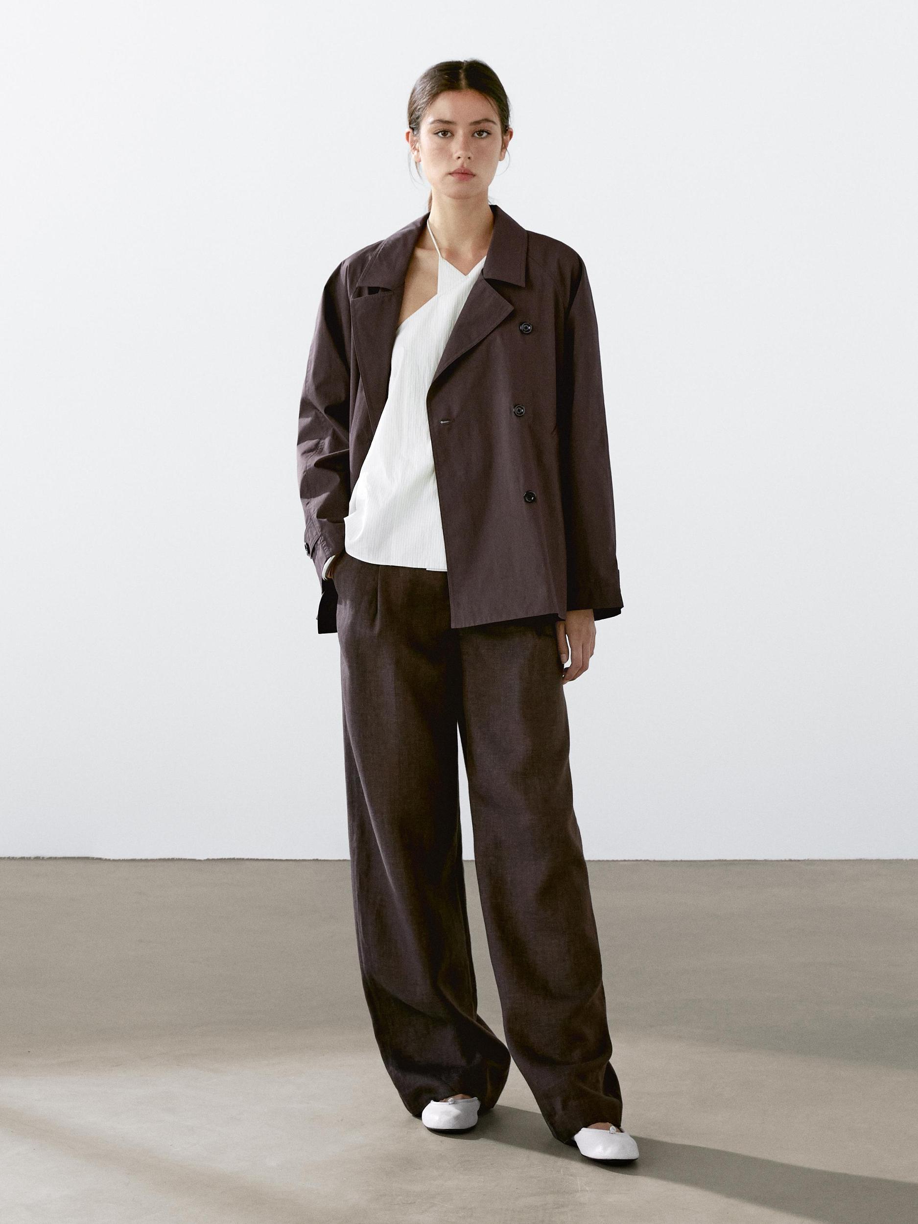 Cotton blend trench coat with back detail Product Image