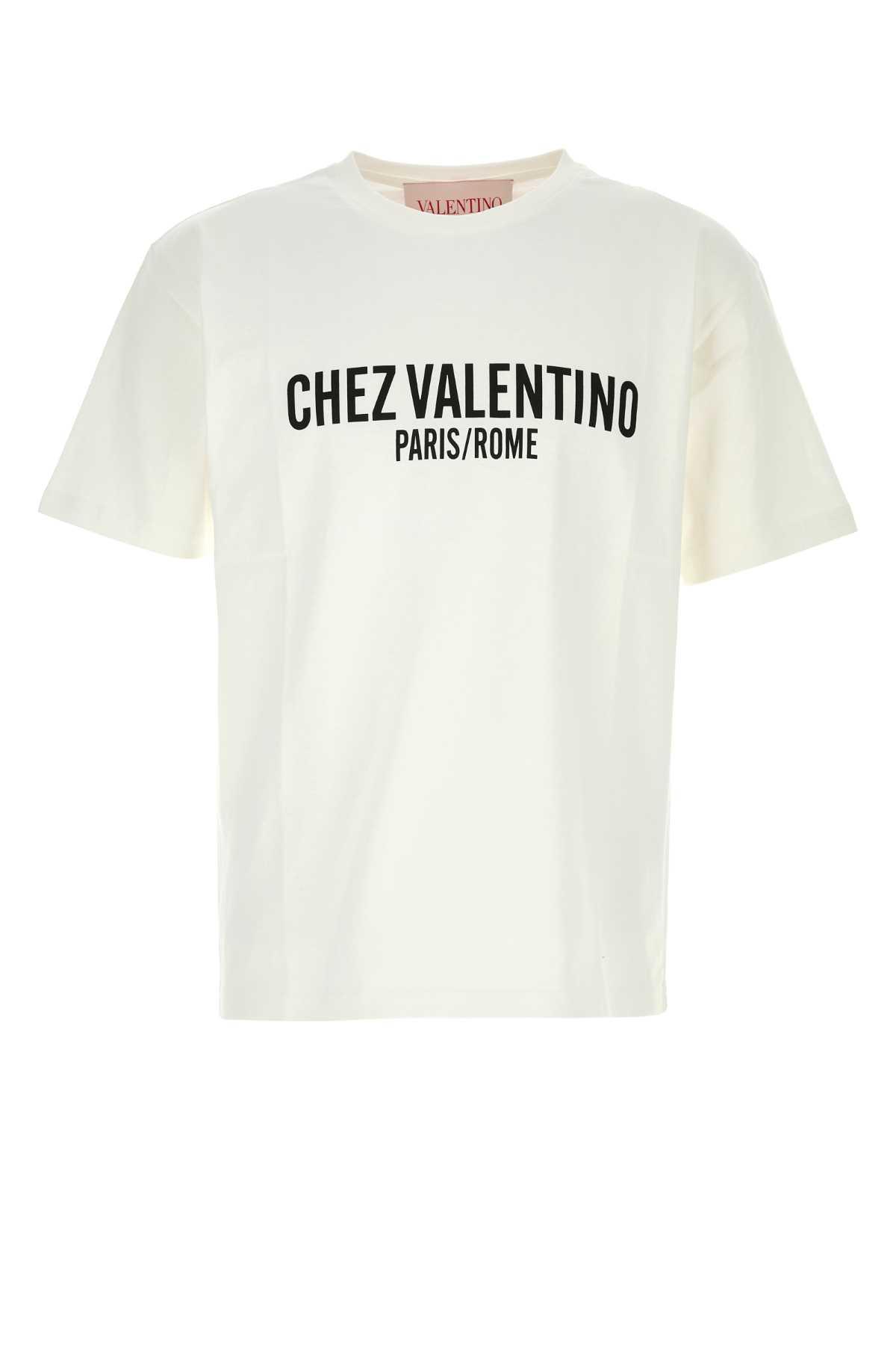 VALENTINO Cotton Crew Neck T-shirt With Graphic Print In White Product Image