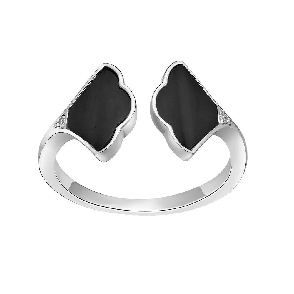 Gemminded Sterling Silver Black Onyx Open Ring, Women's, Size: 6 Product Image