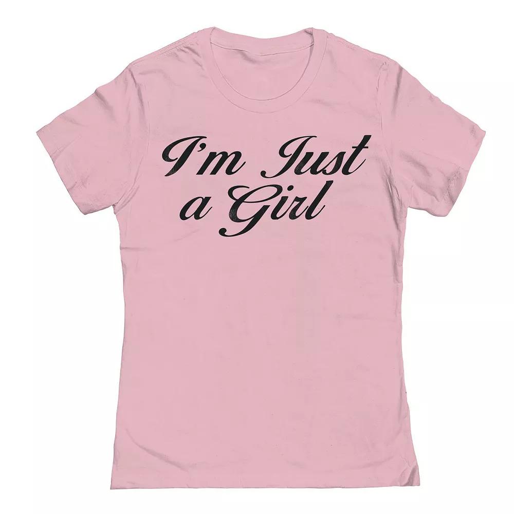 Junior's Grayson Threads The Label Im Just A Girl Script Graphic Tee, Women's,  Product Image