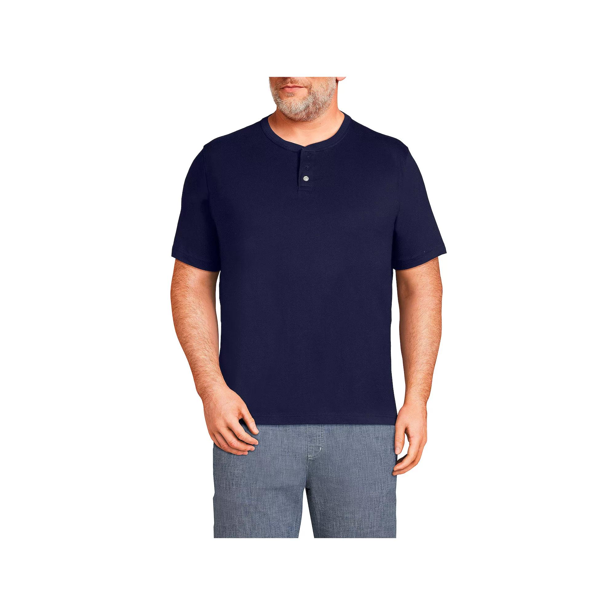 Big & Tall Lands' End Short Sleeve Super-T Henley, Men's,  Product Image