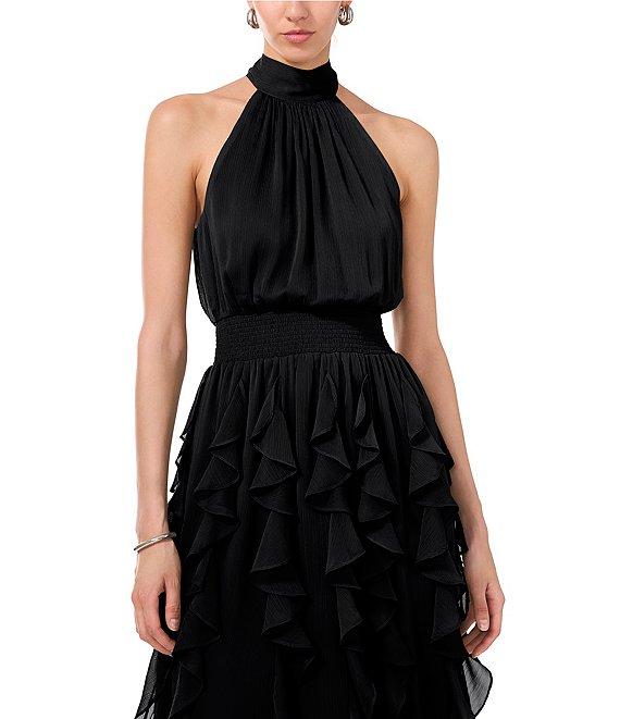 1. STATE Flounce Cascading Halter Neck Sleeveless Maxi Dress Product Image