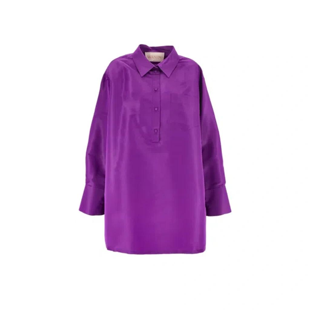 VALENTINO Multicolor Silk Casual Dress In Purple Product Image
