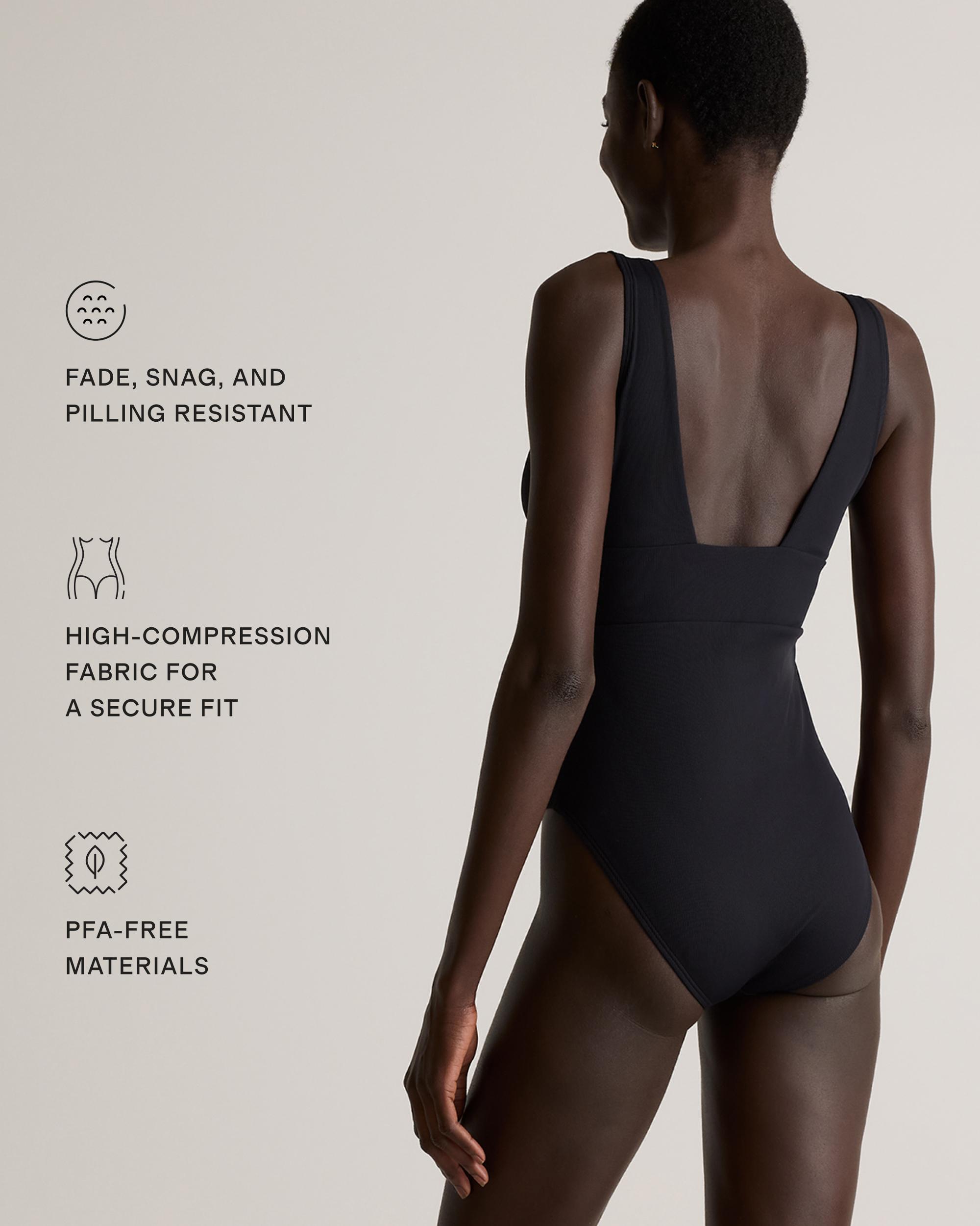 Quince | Women's Italian Plunge Ribbed One-Piece Swimsuit 78% Recycled Polyamide, 22% Spandex Product Image