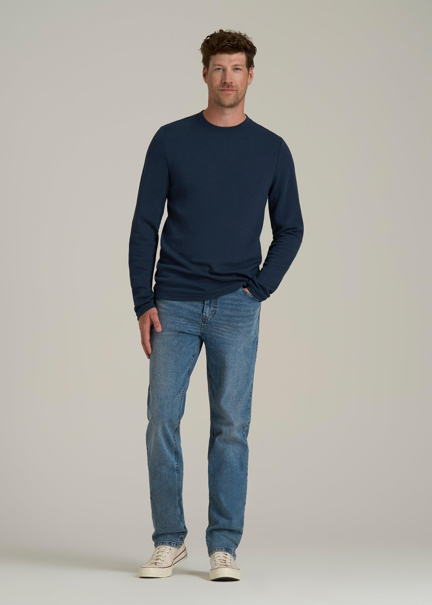 Cloud Knit Waffle Long Sleeve for Tall Men in Navy Blue Male Product Image