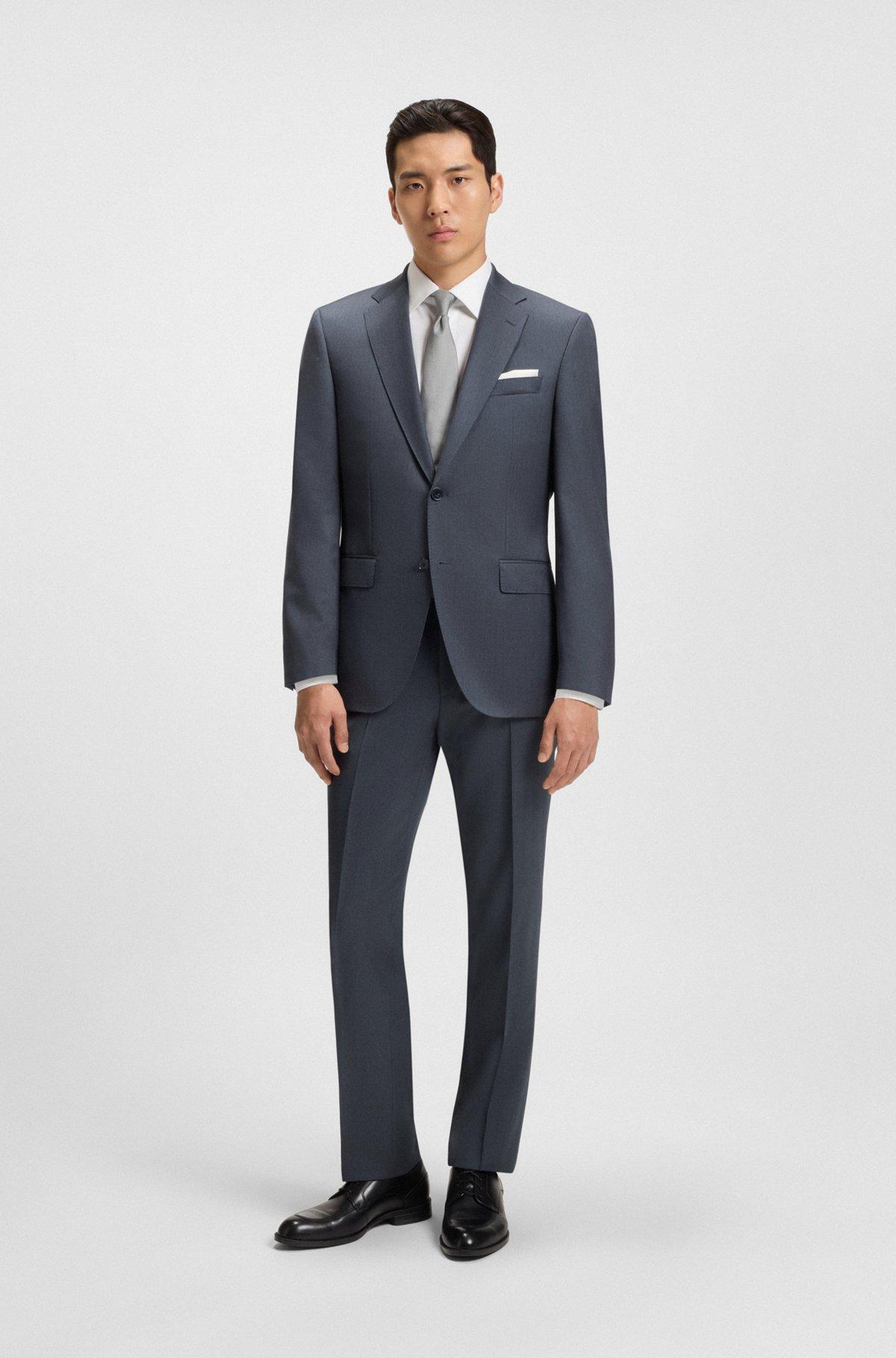 BOSS - Regular-fit suit jacket in virgin-wool serge - Dark Grey Product Image