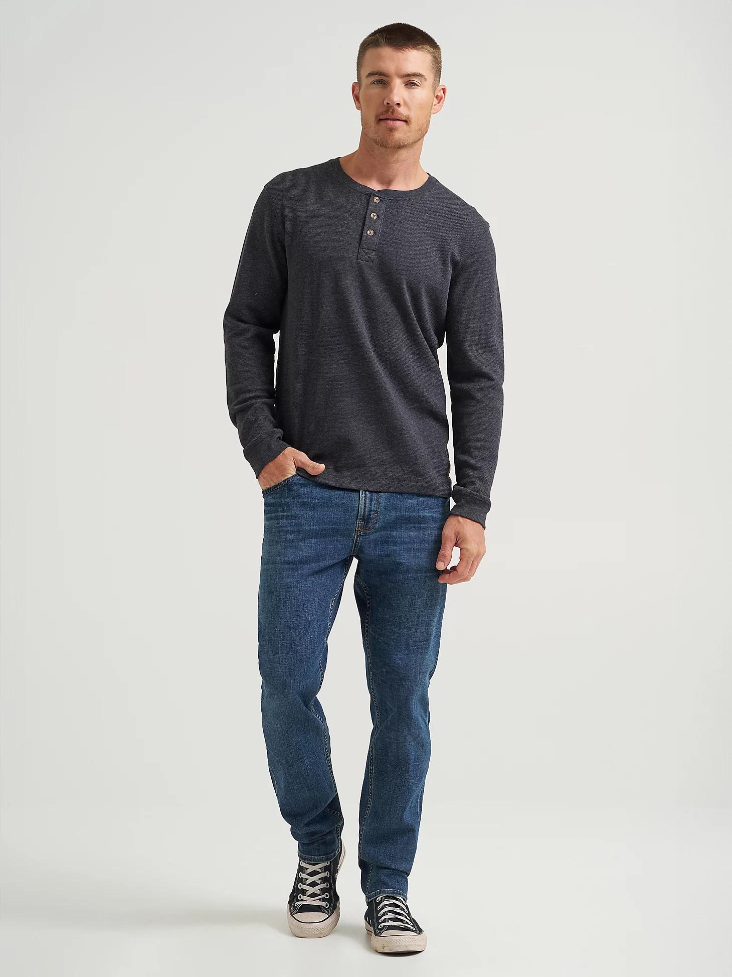 Men's Five Star Premium Waffle Henley in Charcoal Heather Product Image