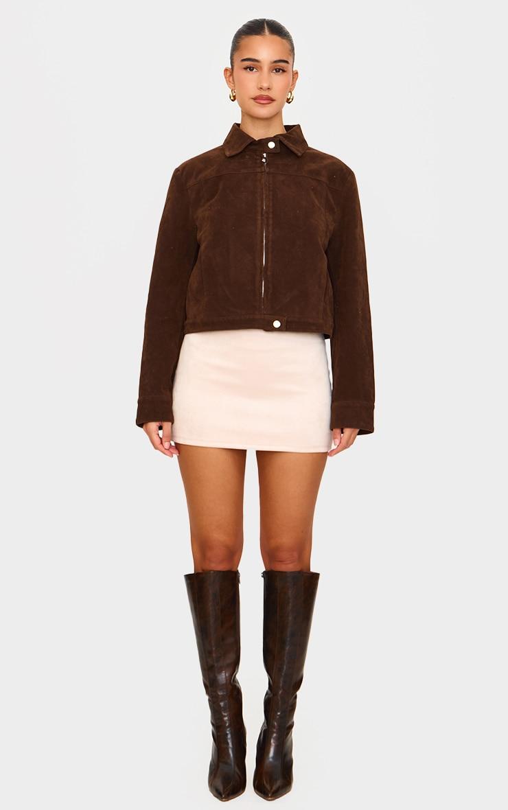 Light Beige Faux Suede Micro Mini Skirt Product Image