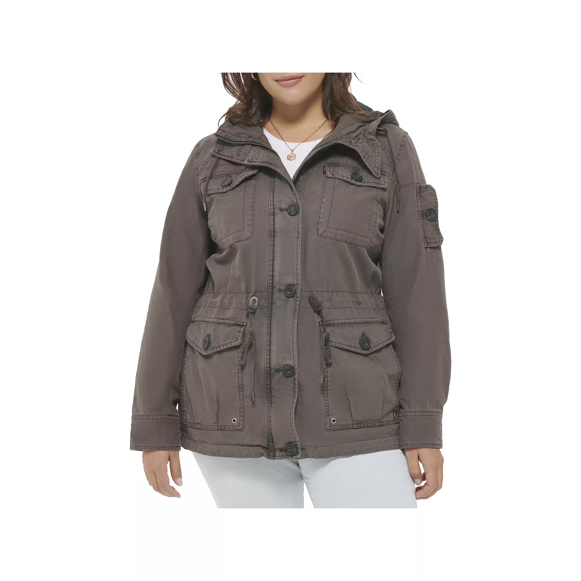 Plus Size Levis Hooded Cotton Anorak Jacket, Womens Blue Product Image