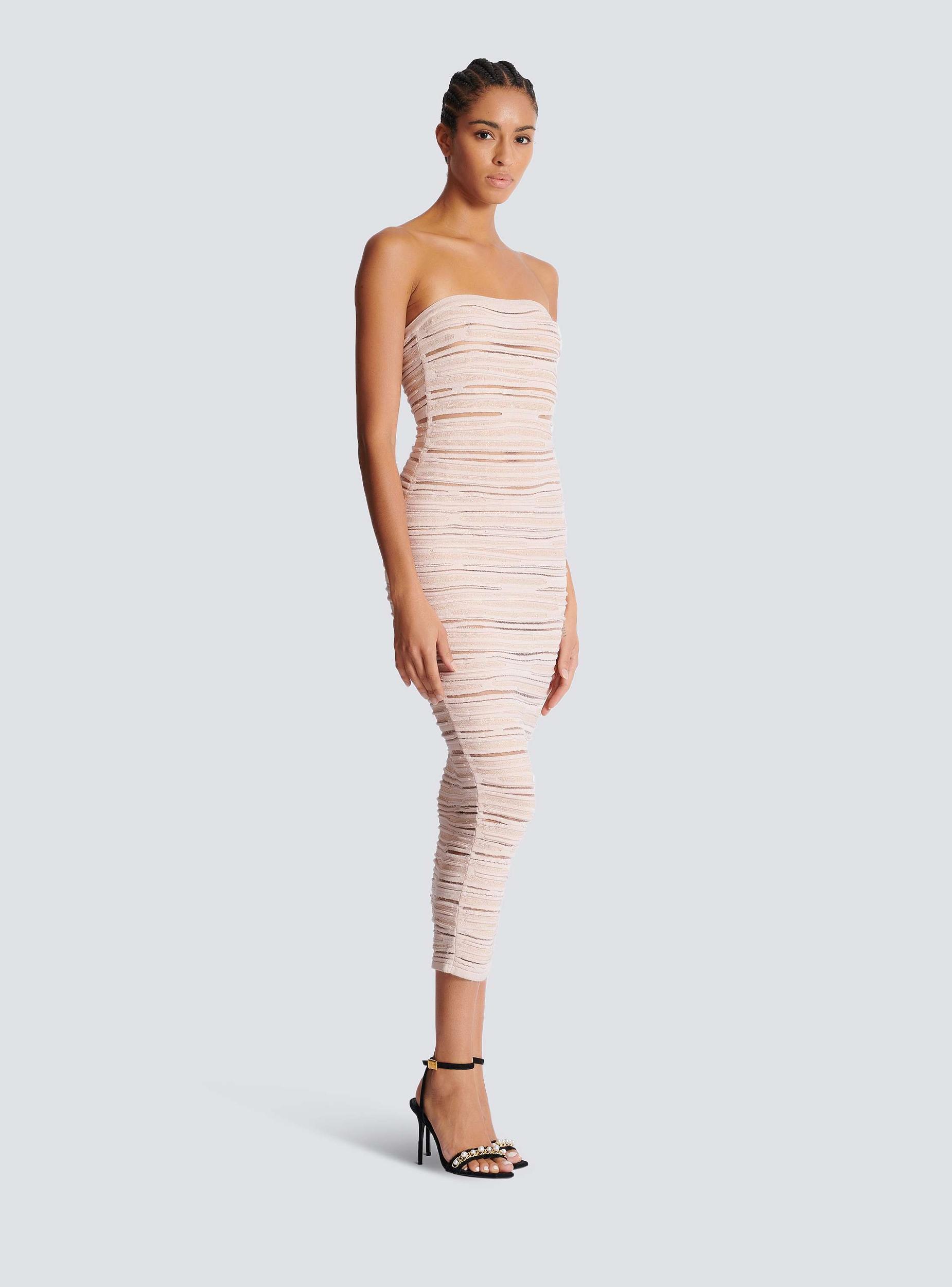 Strapless dress in shiny rolled knit Product Image