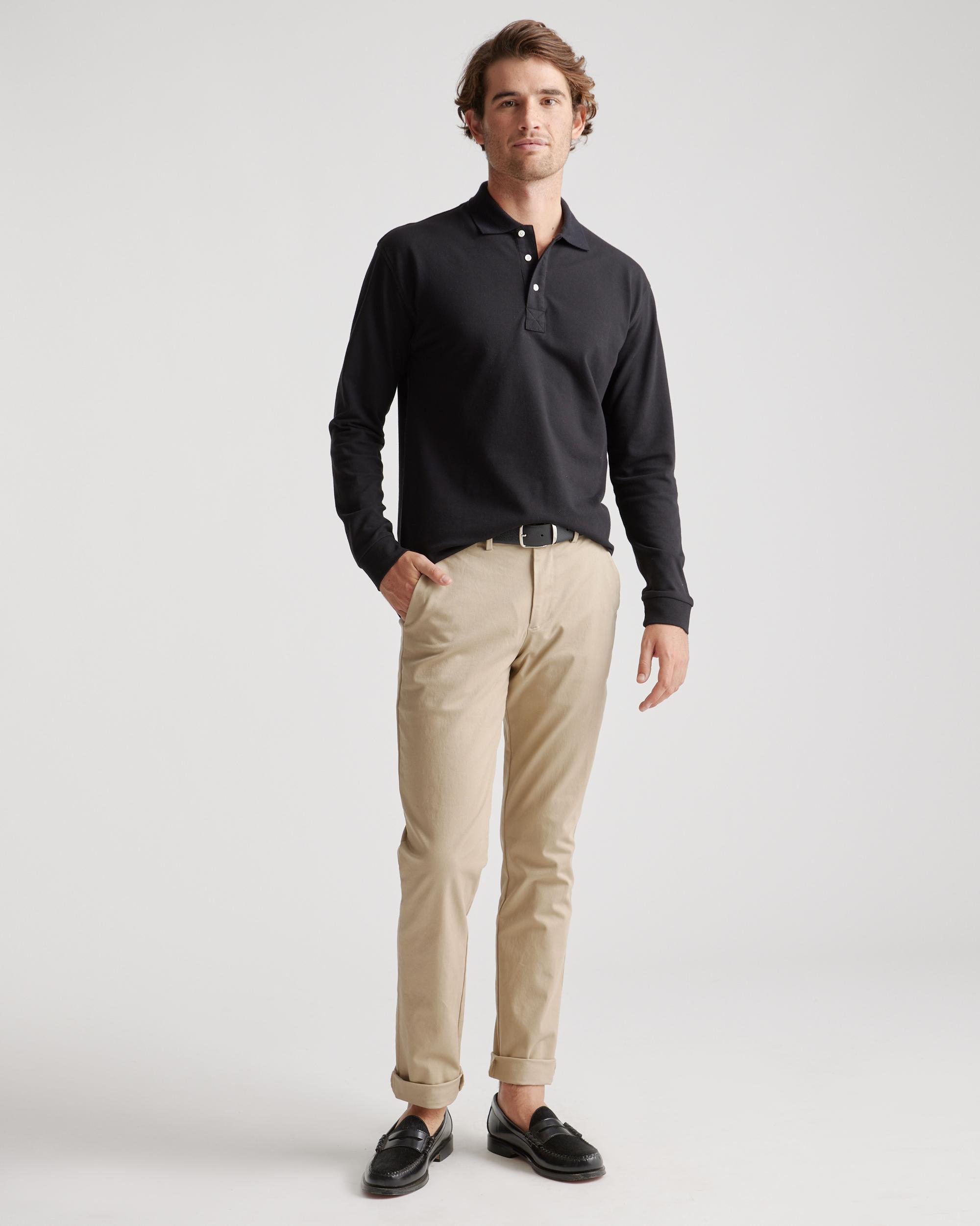 Quince | Men's Long Sleeve Pique Polo Organic Cotton Product Image