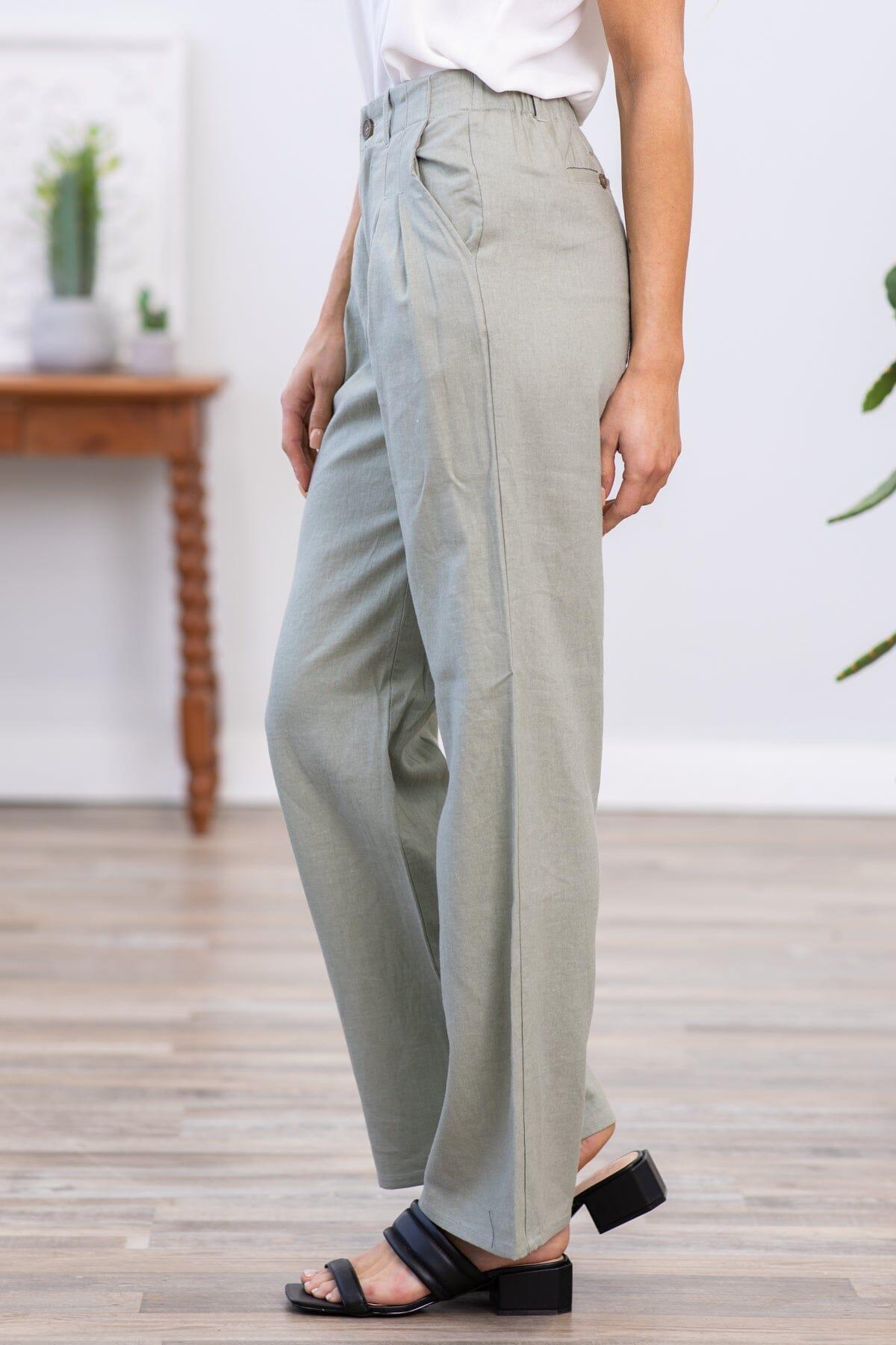 Dark Sage Wide Leg Trouser Pants Product Image