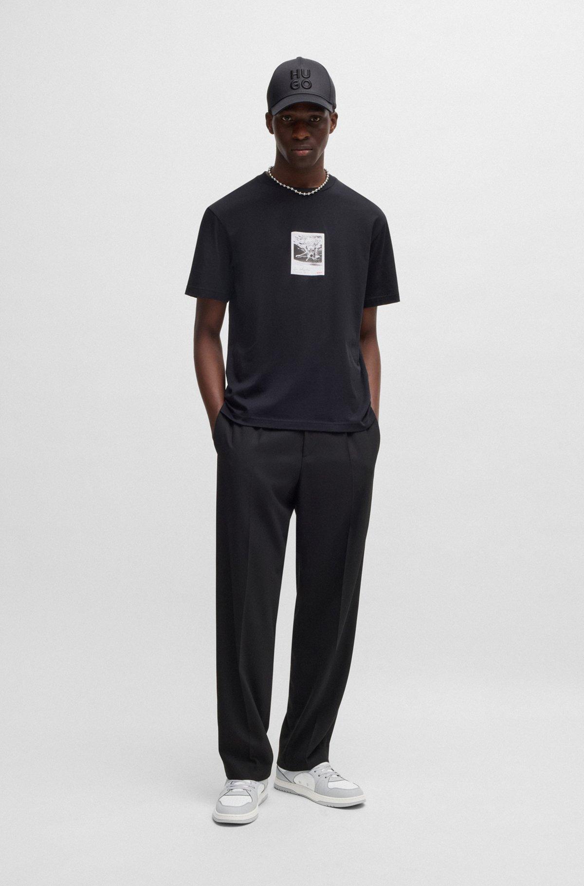 Low-top trainers with faux leather Product Image