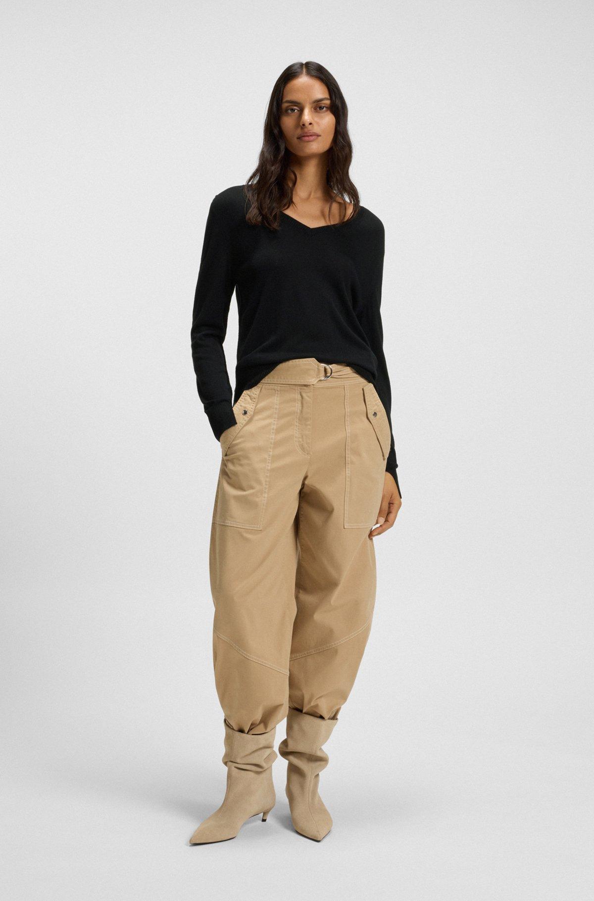 V-neck sweater with openwork stitching Product Image