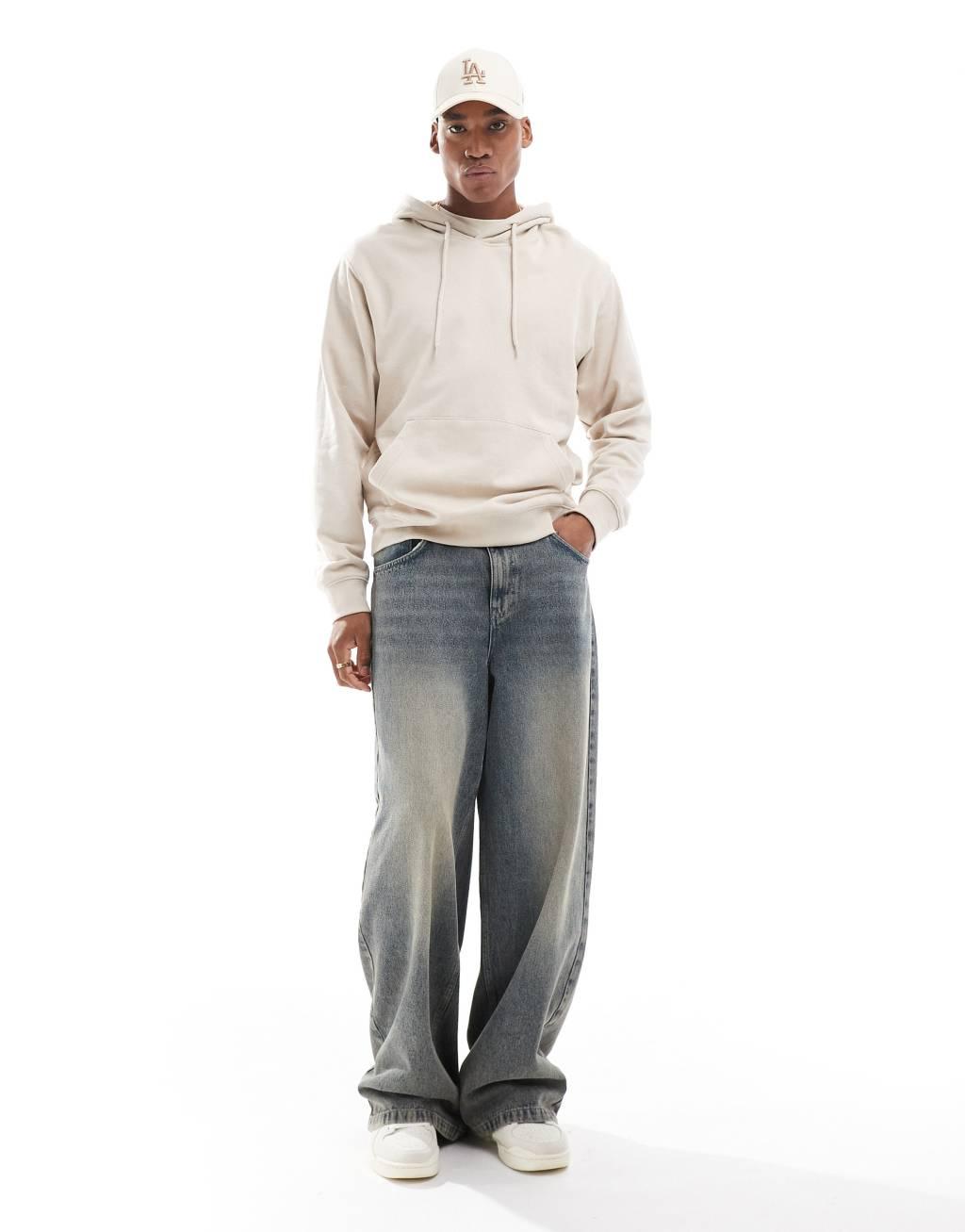 Jack & Jones super oversized hoodie in beige Product Image