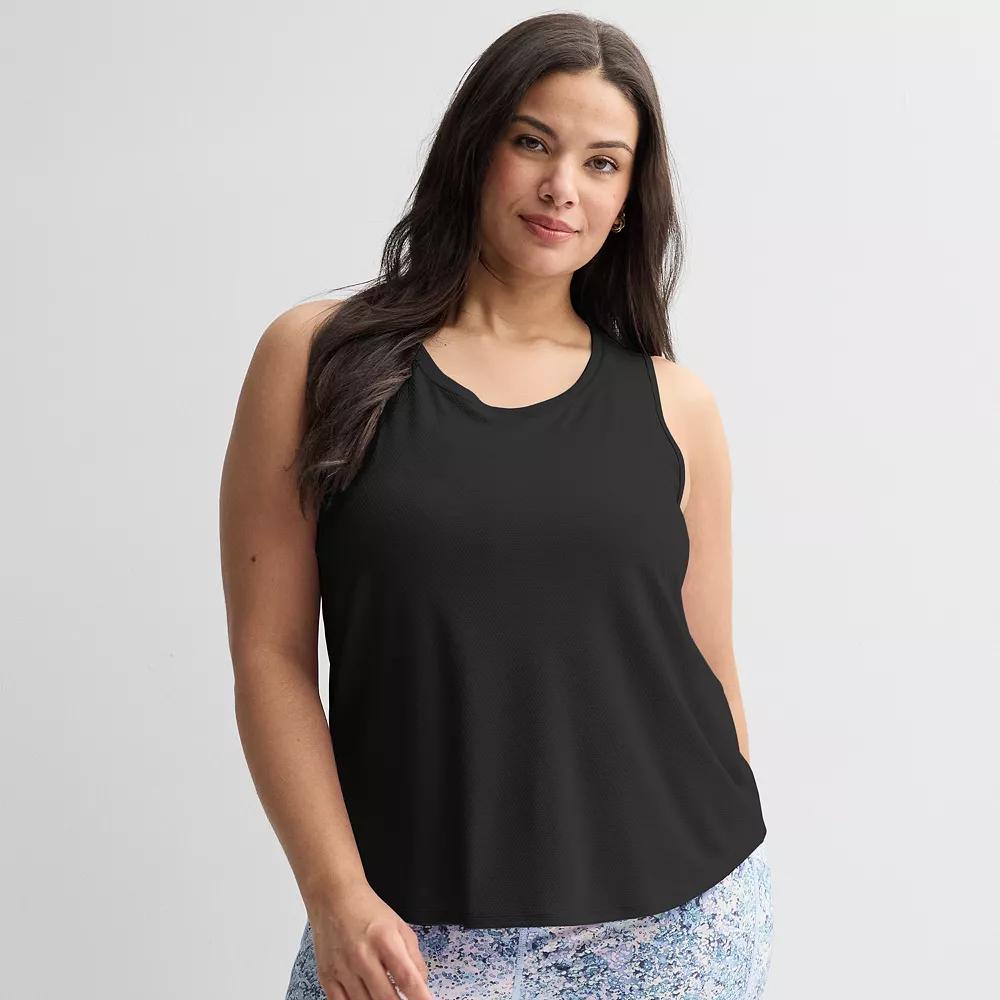 Plus Size Tek Gear® Mesh Racer Back Tank, Women's, Size: 3XL, Mineral Black Product Image