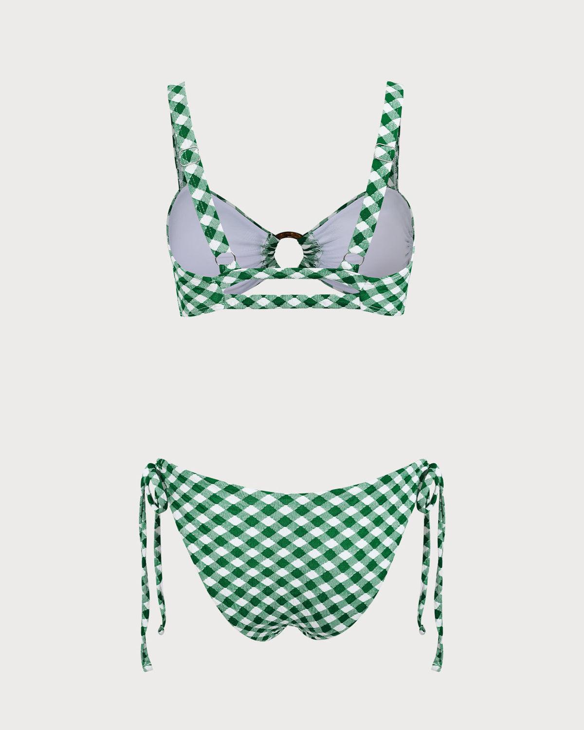 Green Plaid O-Ring Bikini Set Product Image