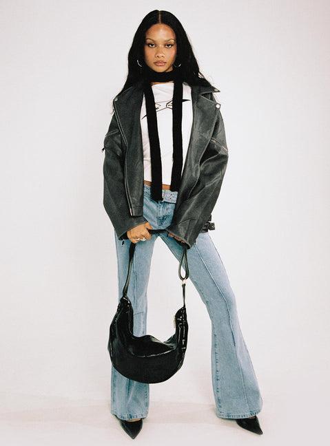 Magnets Faux Leather Jacket Washed Charcoal Product Image