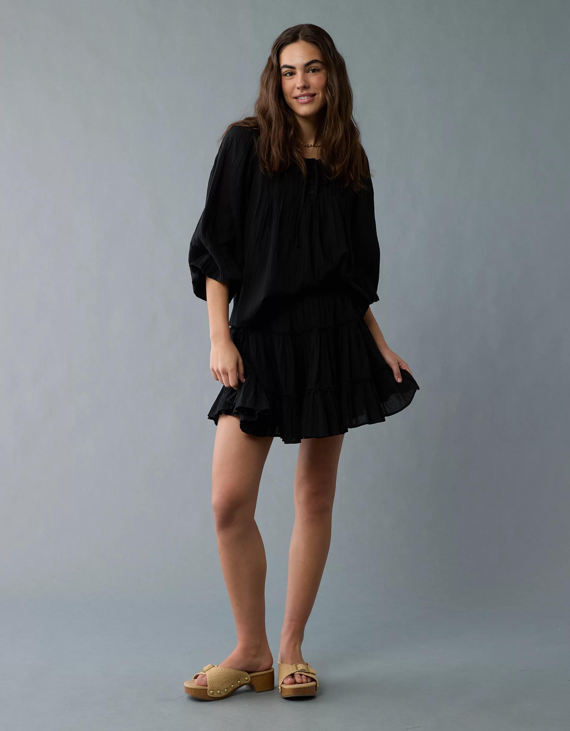 AE High-Waisted Tiered Mini Skirt Product Image