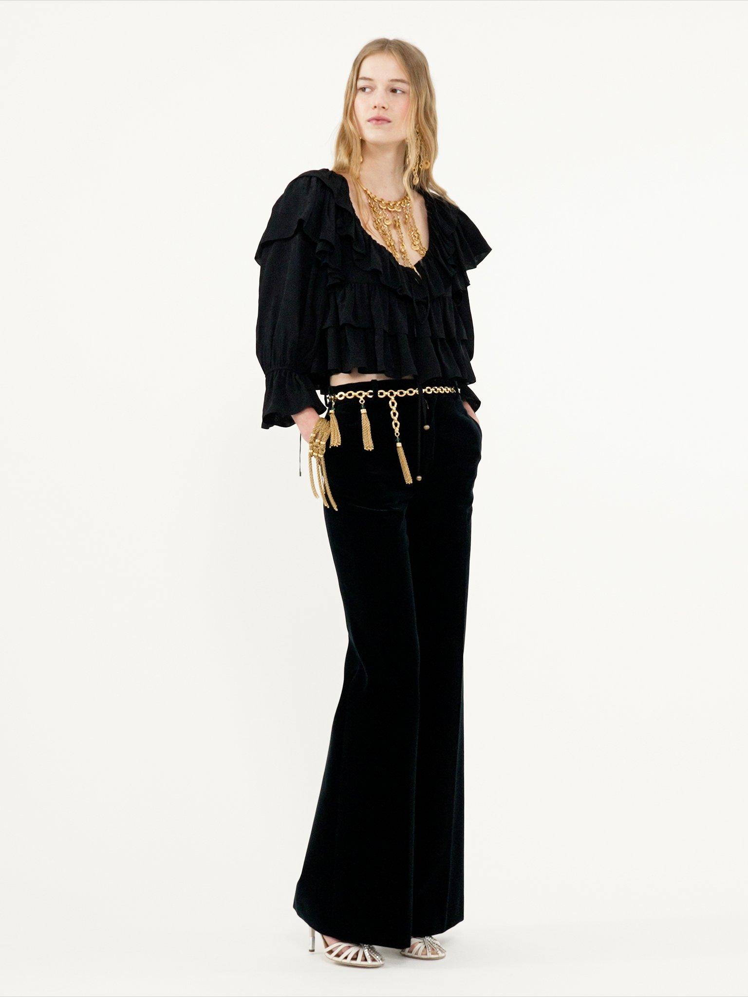 Flared tailored pants in velvet Product Image