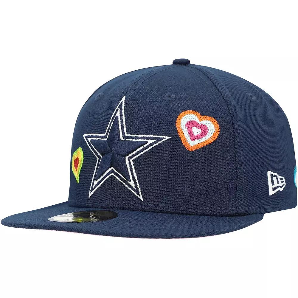 Men's New Era Navy Dallas Cowboys Chain Stitch Heart 59FIFTY Fitted Hat,  Product Image