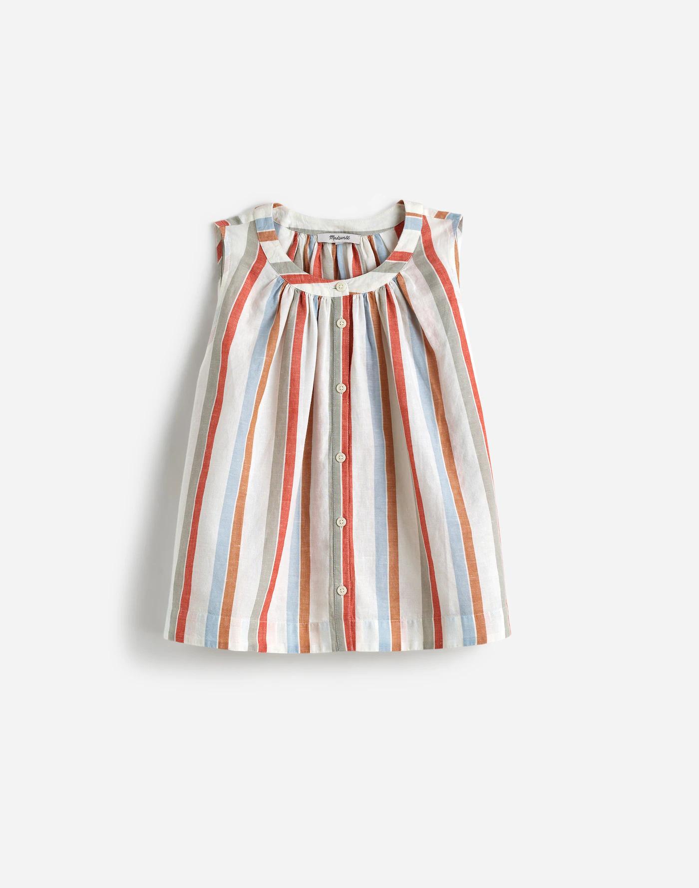 Button-Front Tank in Linen-Cotton Product Image