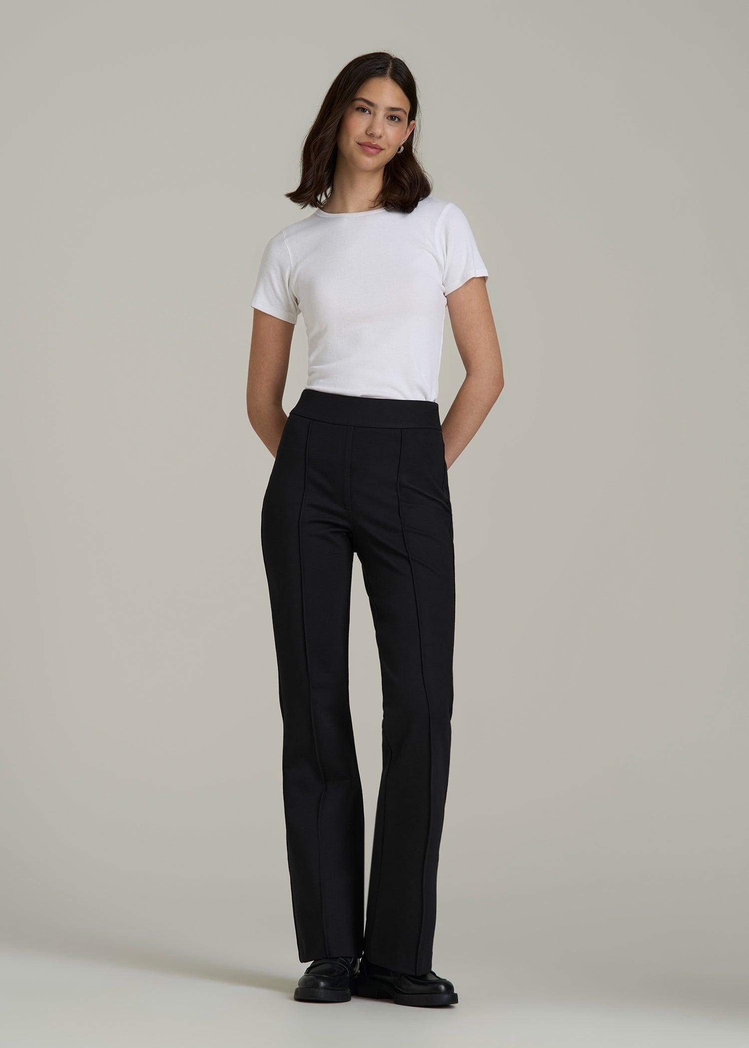 Soft Flex Ponte Pull On Flare Pants for Tall Women in Black Female Product Image