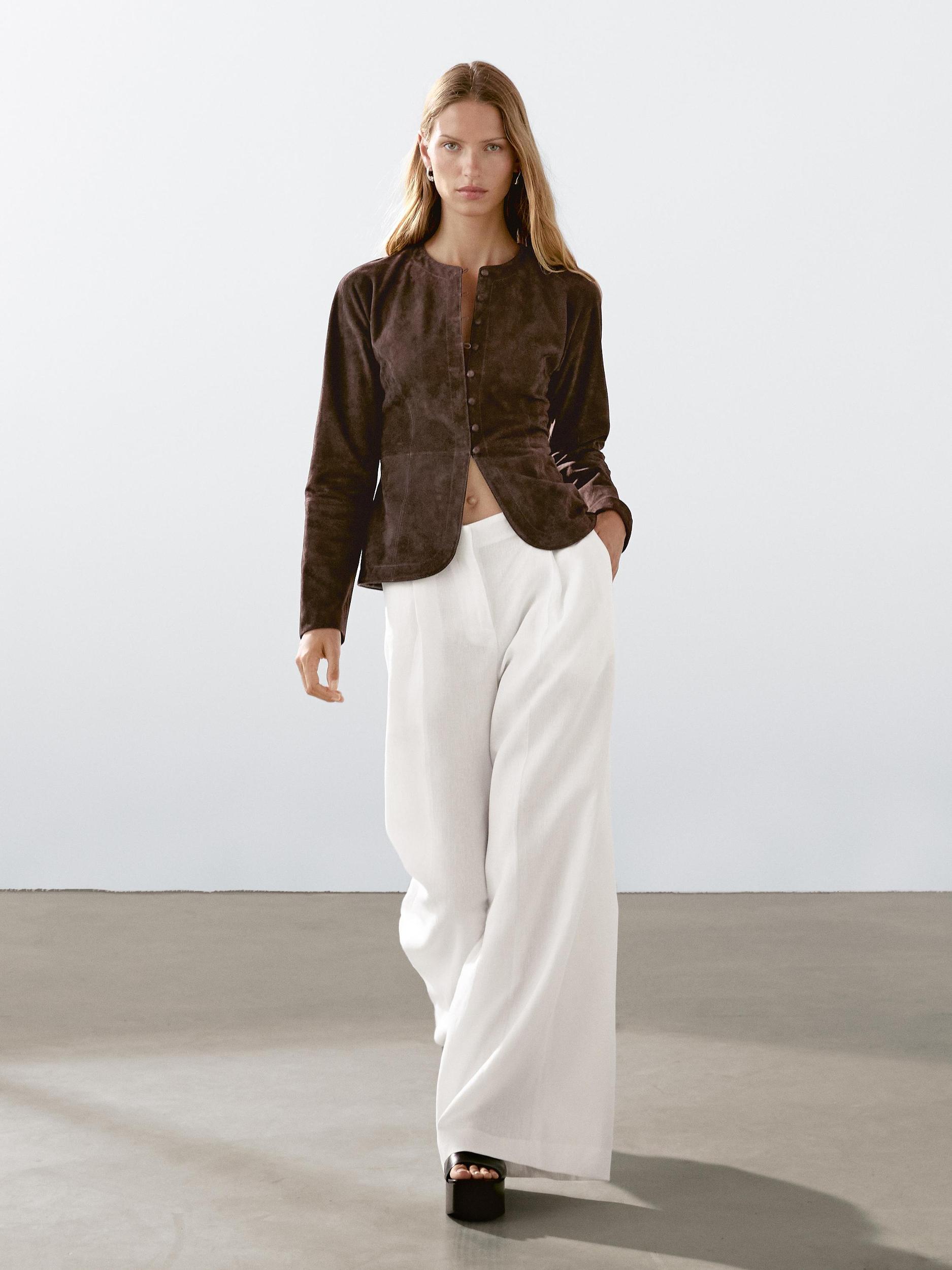 Short suede leather shirt Product Image