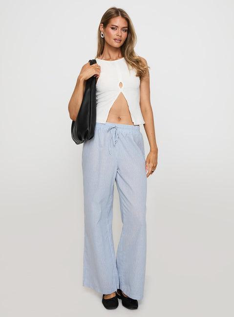 Holiday Tie Front Pant Blue/ White Stripe Product Image