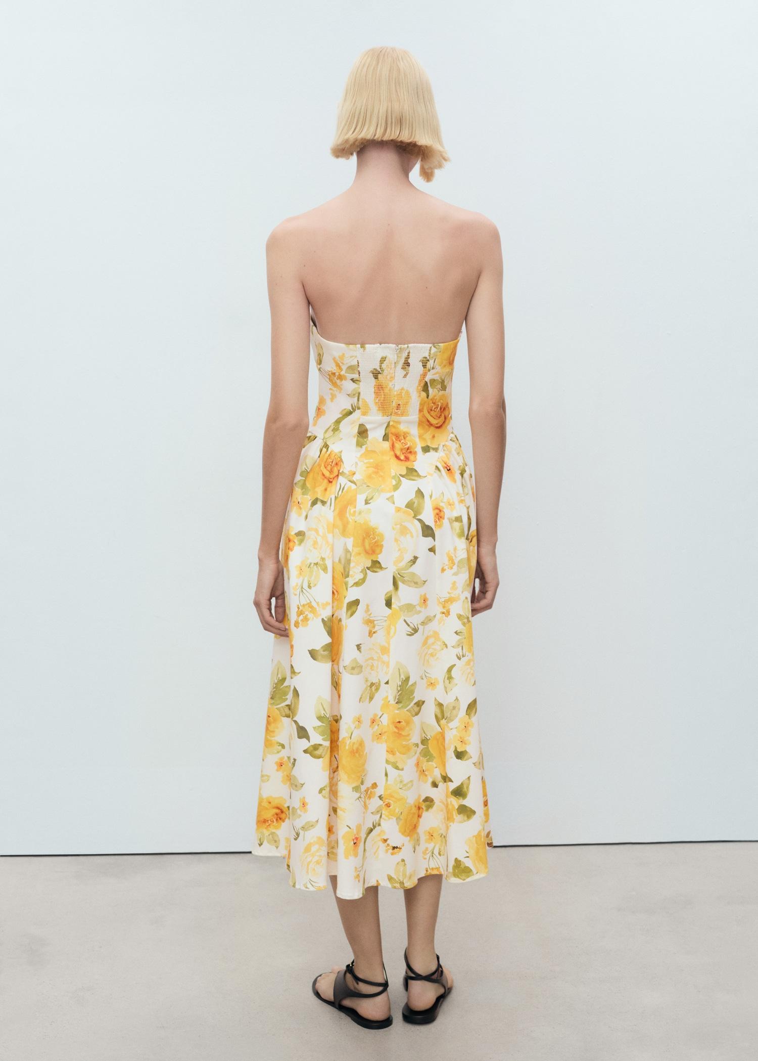 Floral midi-dress with gathered neckline - Women | MANGO USA Product Image