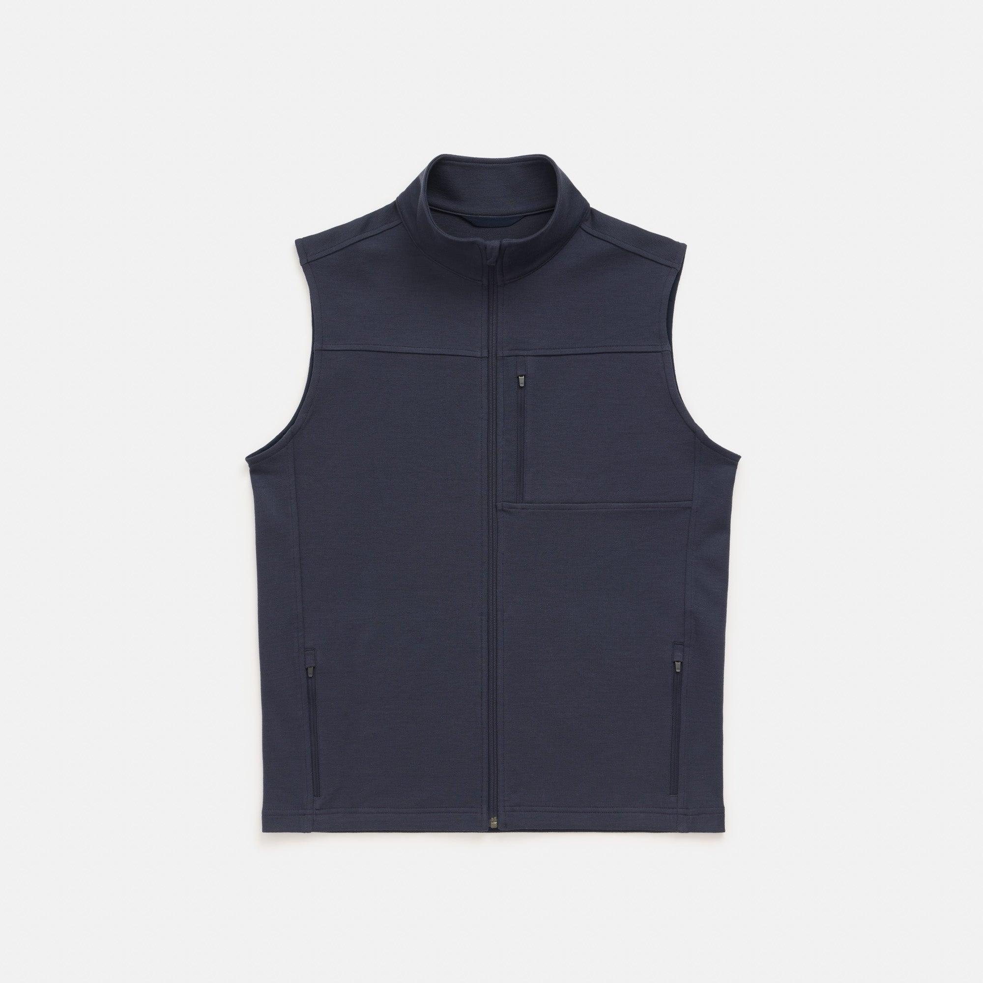 Merino Wool Full-Zip Ponte Vest | Black Marl Product Image