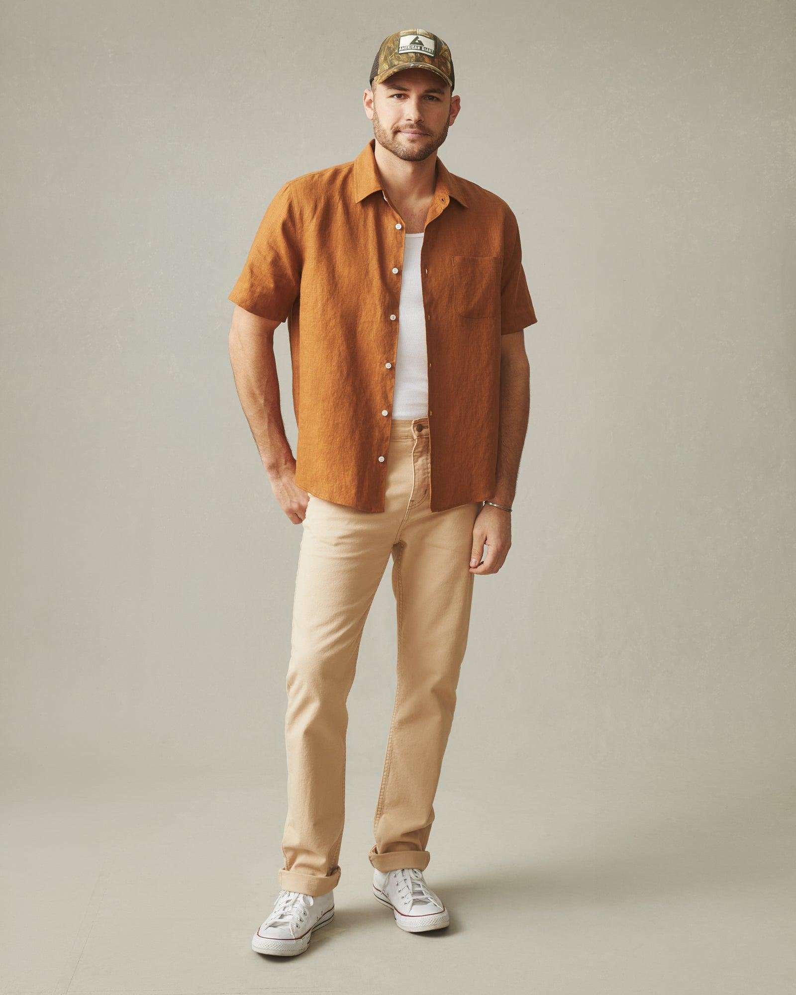 Men's Linen Shirt - Cashew Product Image