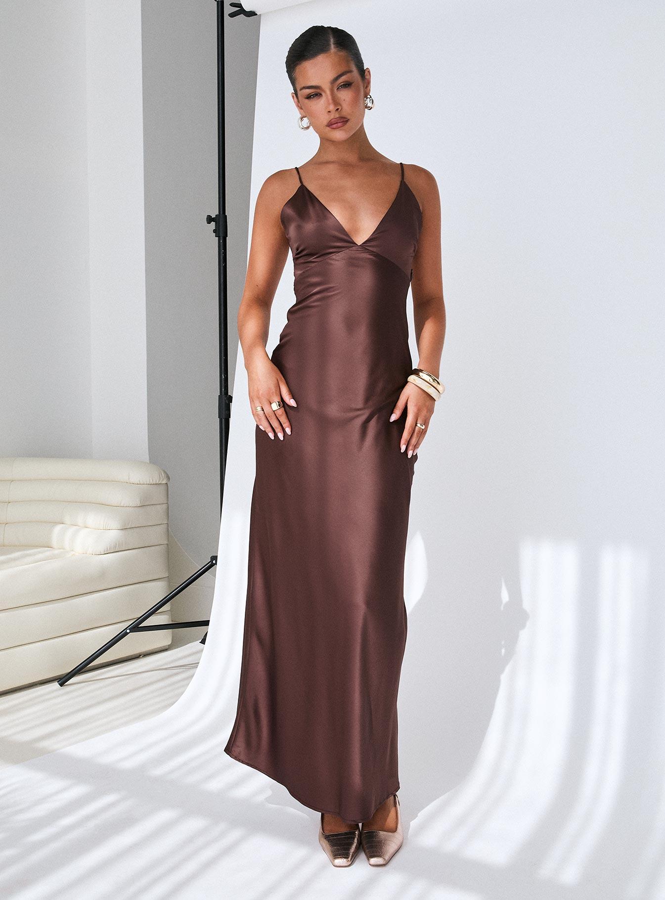 Angels Only Maxi Dress Chocolate Product Image