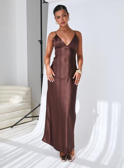 Angels Only Maxi Dress Chocolate Product Image