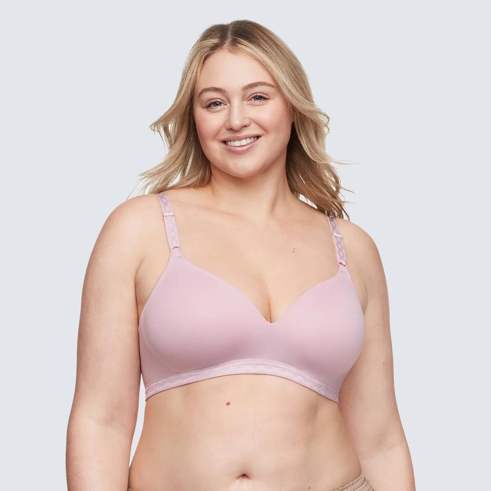 Simply Perfect by Warner's Women's Supersoft Wirefree Bra - Mauve 36D: Medium Support, Padded, Adjustable Straps Product Image