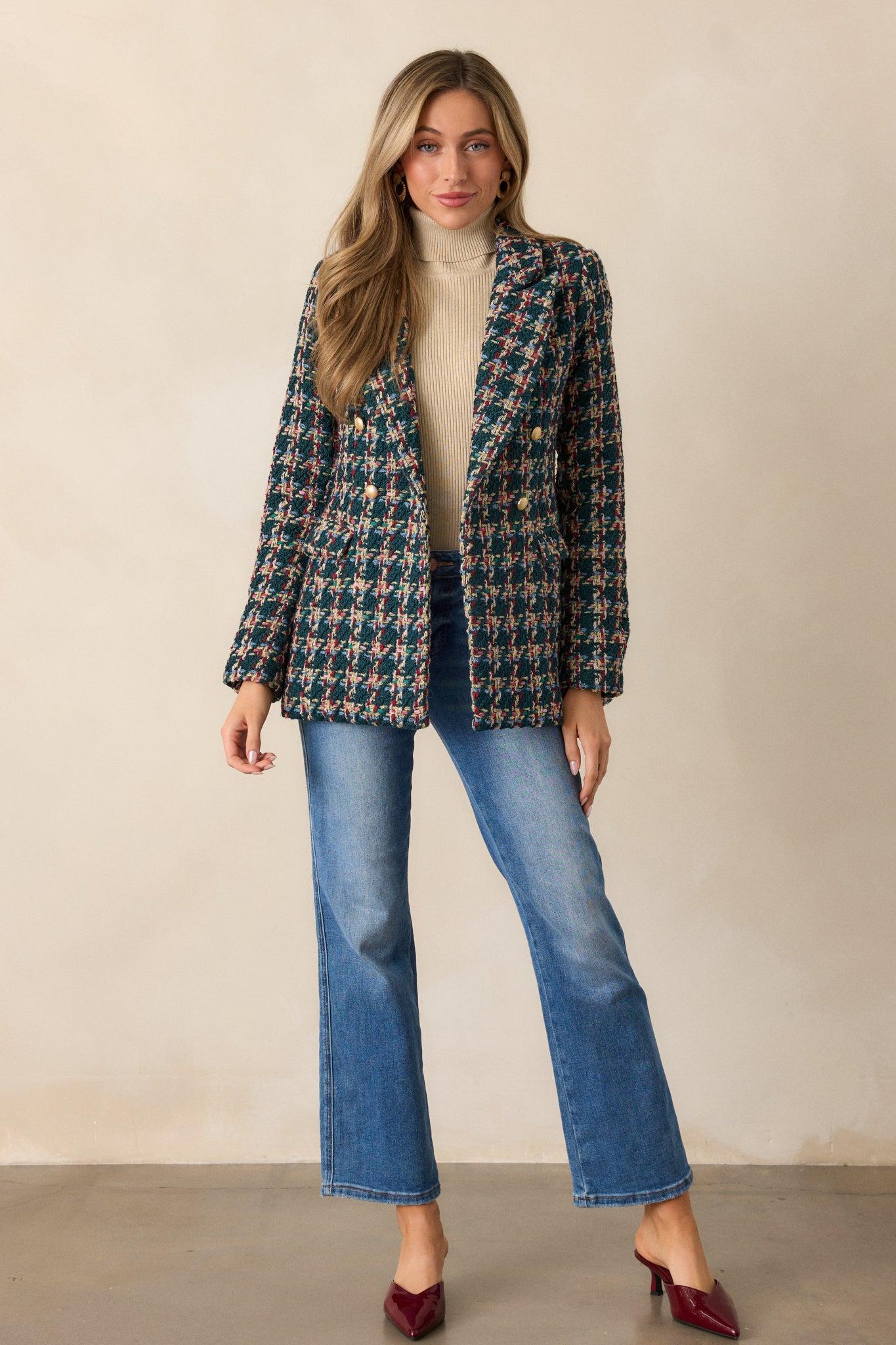 Get It Done Green Multi Tweed Coat Product Image