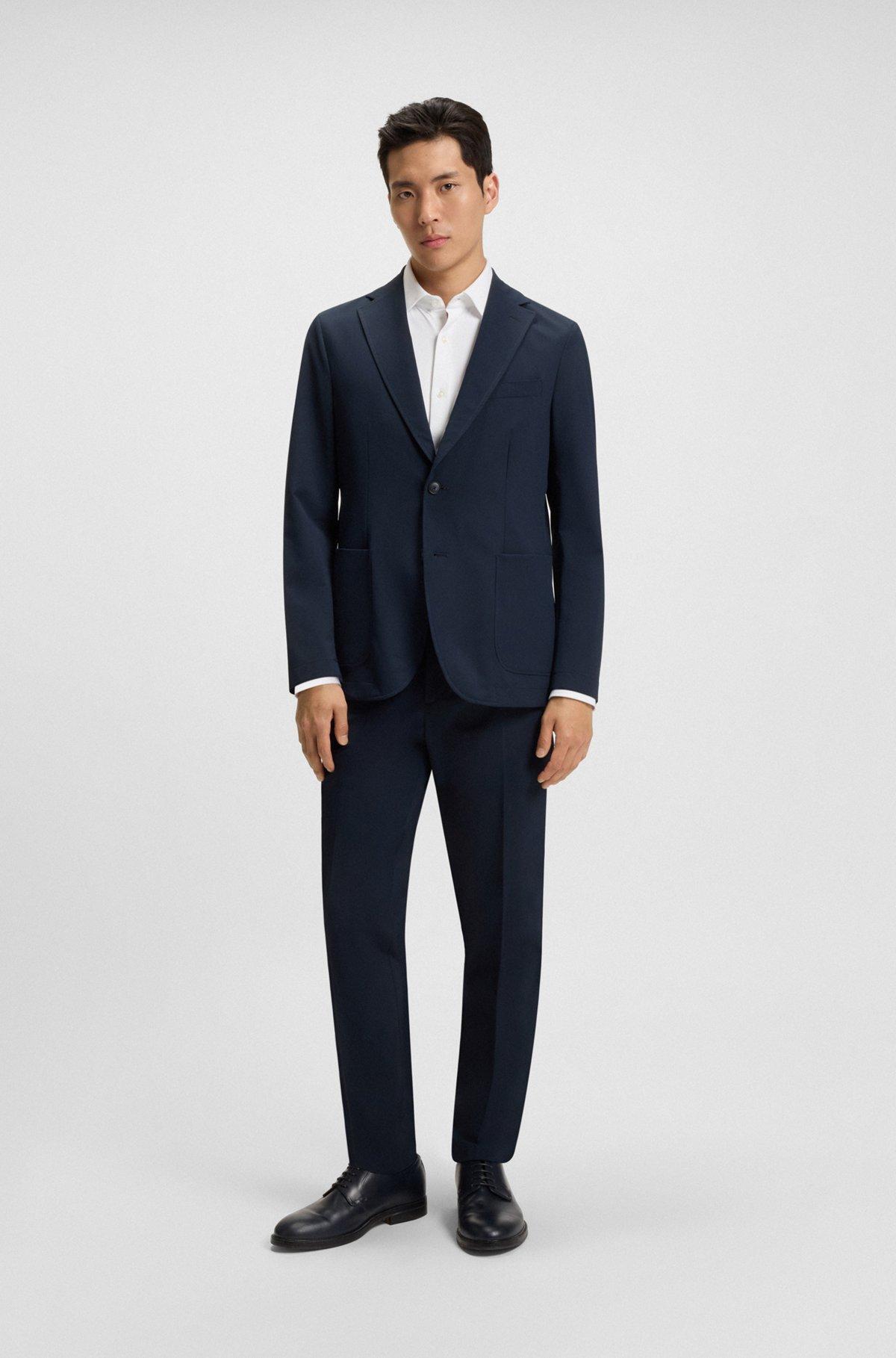 BOSS - Slim-fit shirt in performance-stretch structured fabric - White Product Image