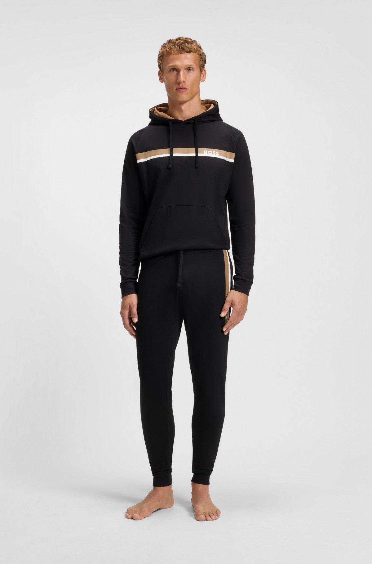 Cotton-terry tracksuit bottoms with stripe print Product Image