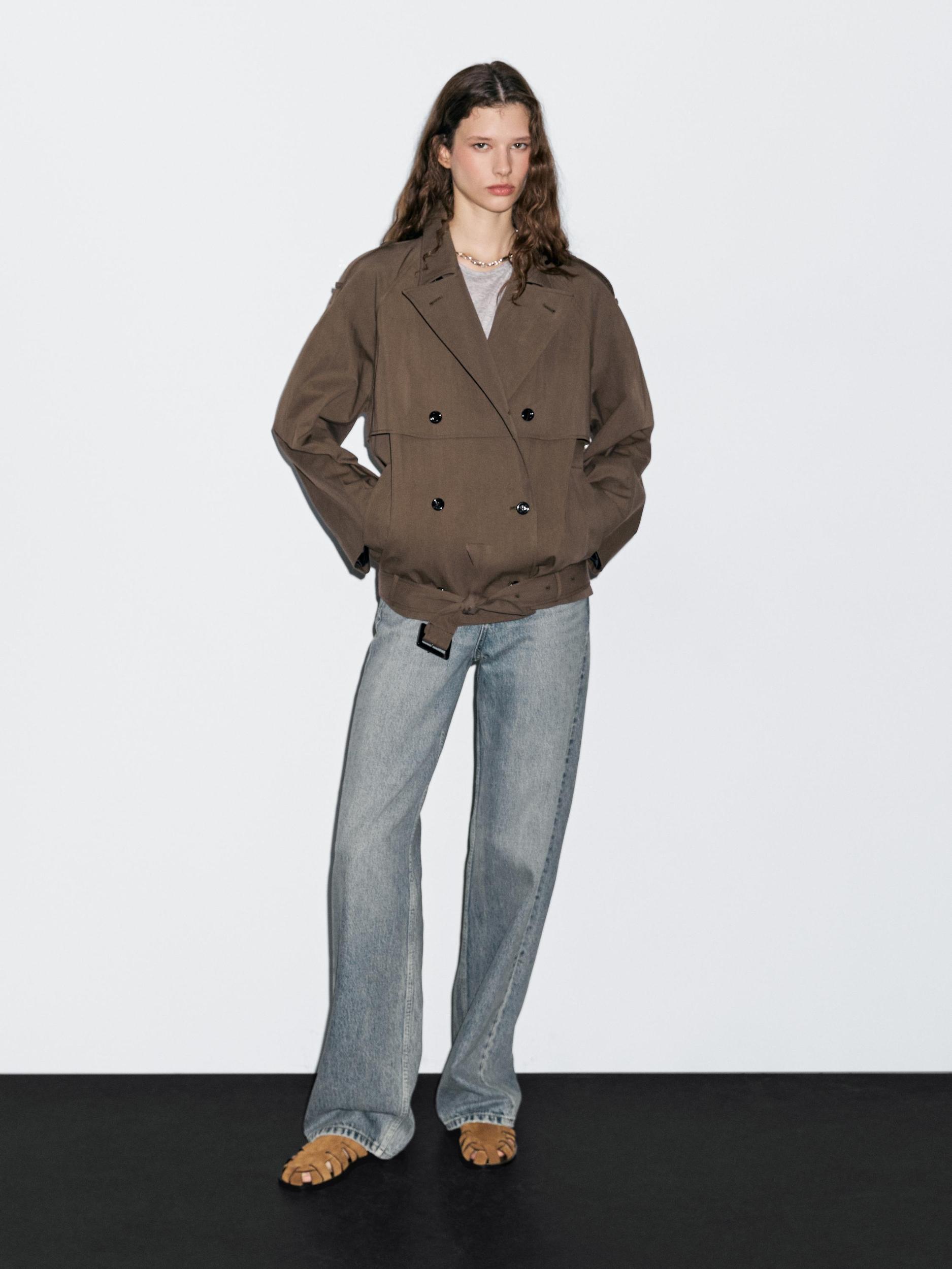 Short trench coat with belt detail Product Image