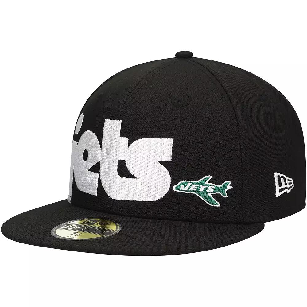 Men's New Era Black New York Jets Checkered Undervisor 59FIFTY Fitted Hat,  Product Image