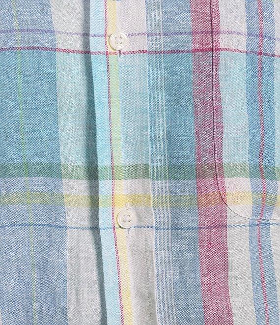 Cremieux Blue Label French Linen Small Plaid Short Sleeve Woven Shirt Product Image