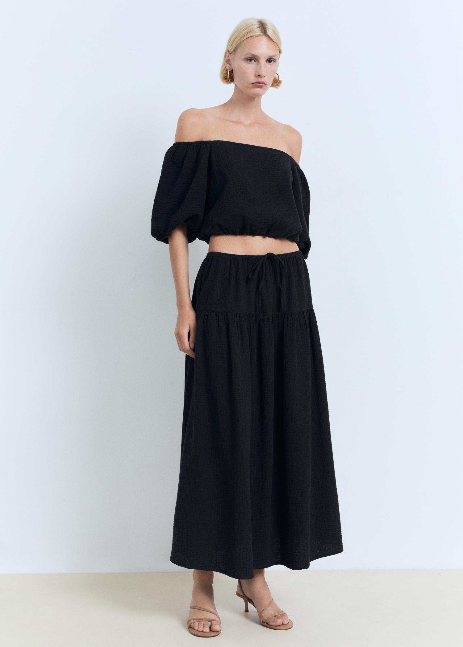 Cotton drawstring skirt - Women | MANGO USA Product Image