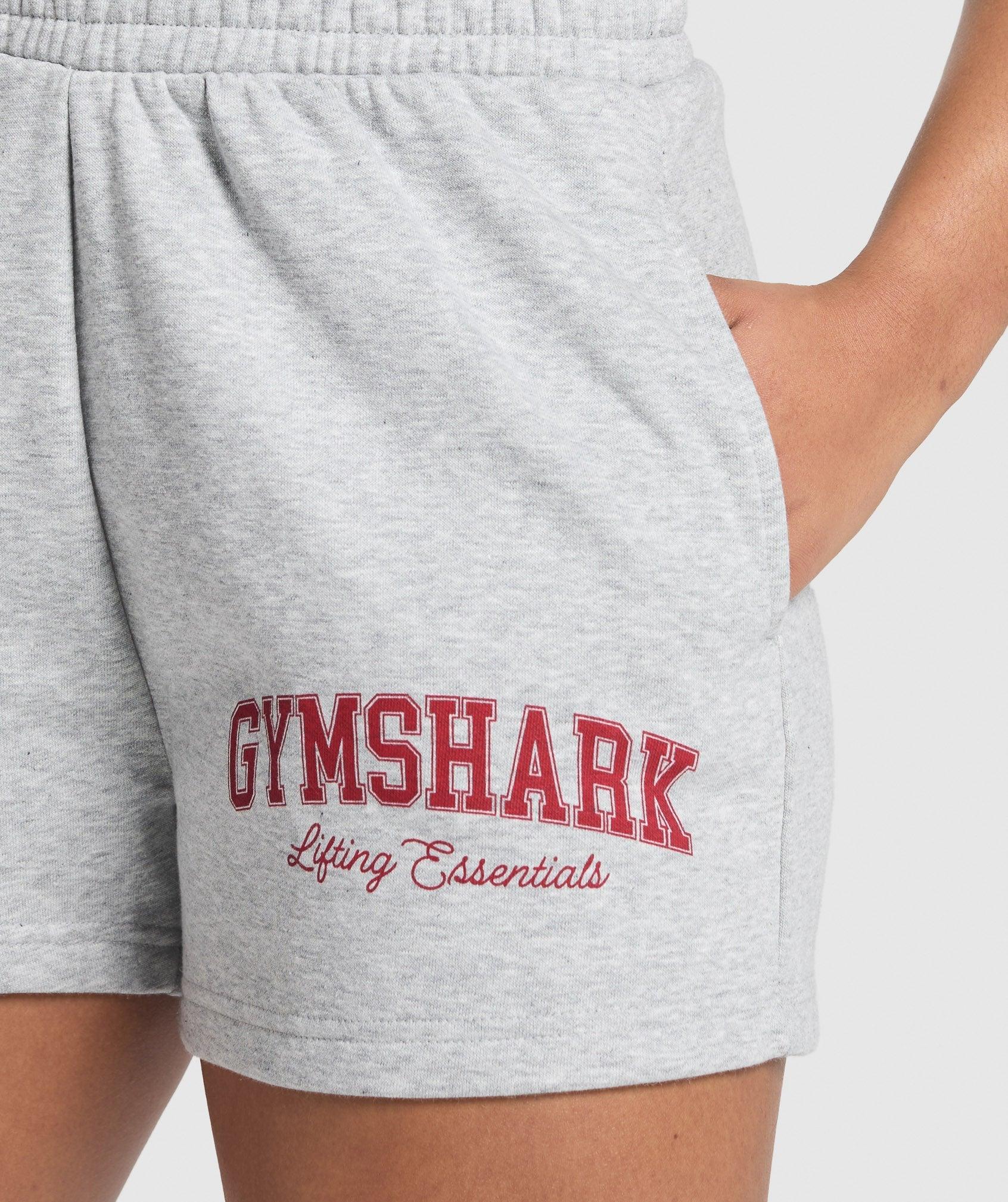 Gymshark Lifting Essentials Graphic Brushed 4' Shorts - Light Grey Core Marl Female Product Image