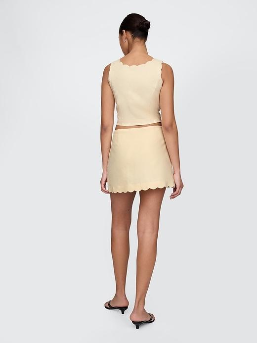 Linen-Blend Scalloped Mini Skort Product Image
