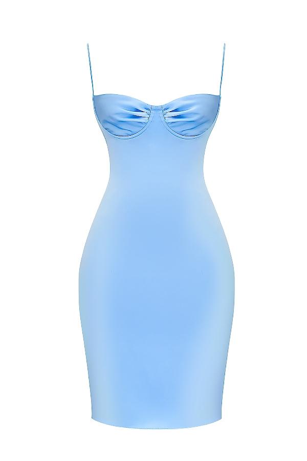 Jamiah  soft blue satin midi dress Product Image