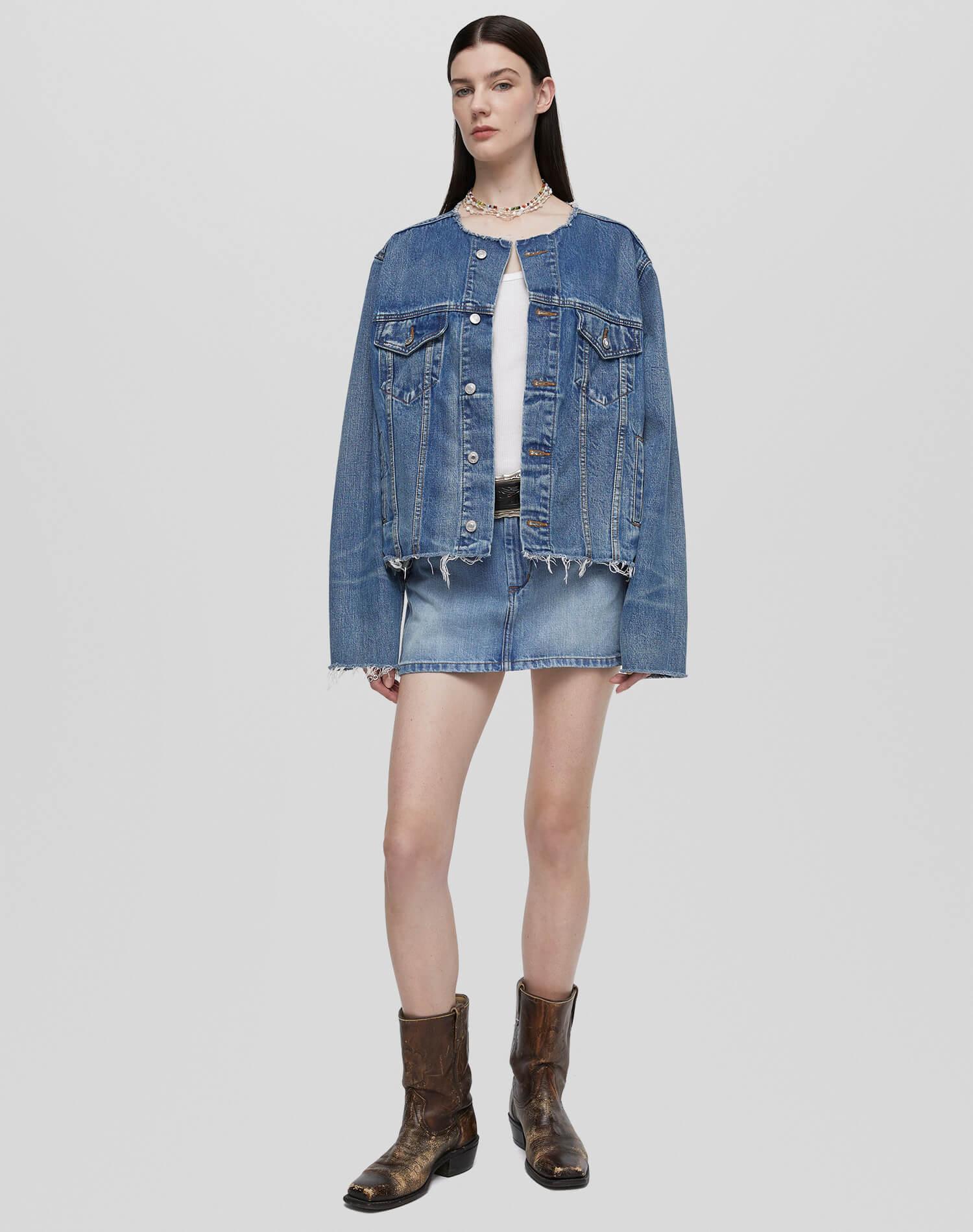 Cutoff Trucker Jacket - Mid Fade Female Product Image